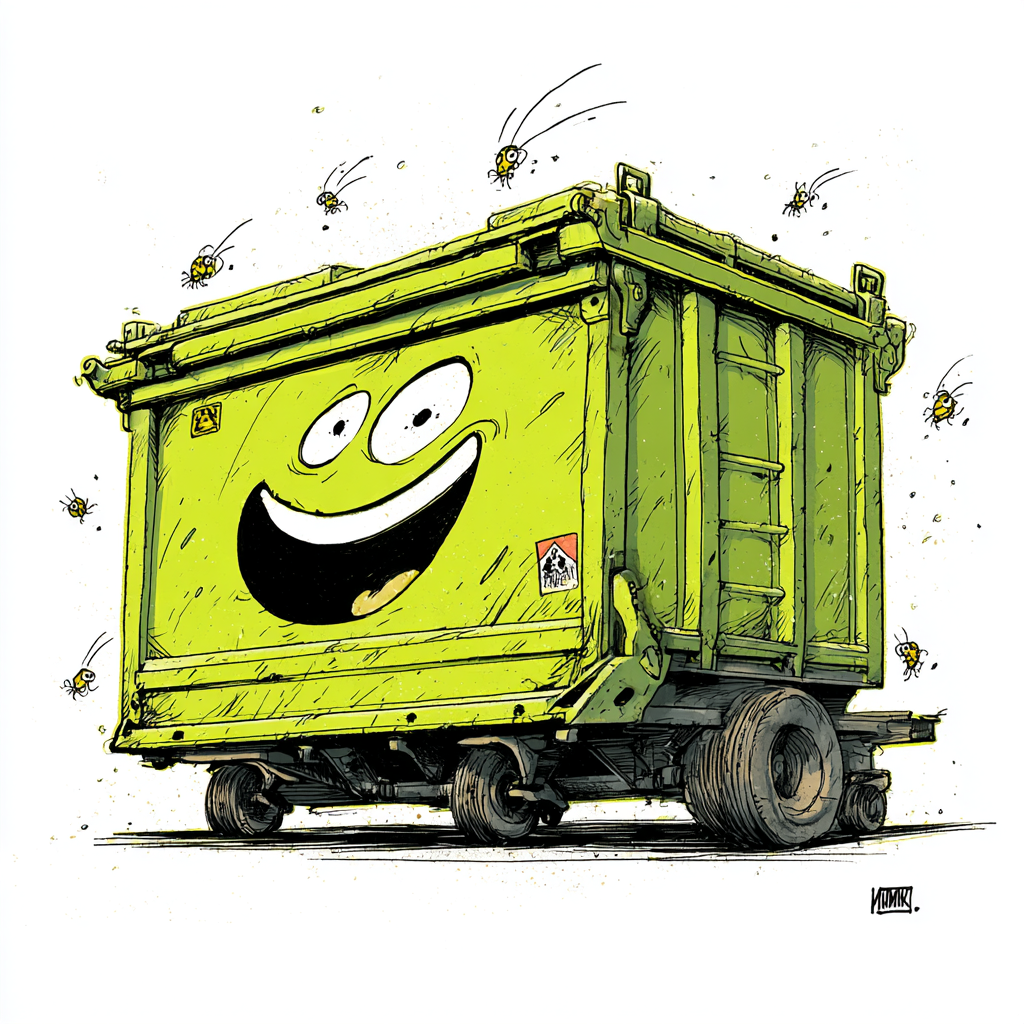 Smiling recycling dumpster illustration